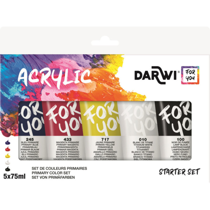 Farby akryl kol. podstawowe 5 x 75ml
