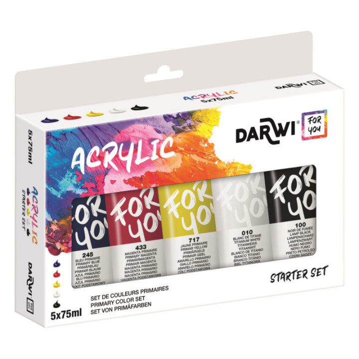 Farby akryl kol. podstawowe 5 x 75ml